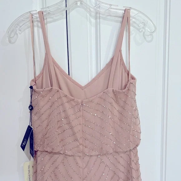 NWT Stunning Adrianna Papell Blush Beaded Dress - Picture 4 of 8